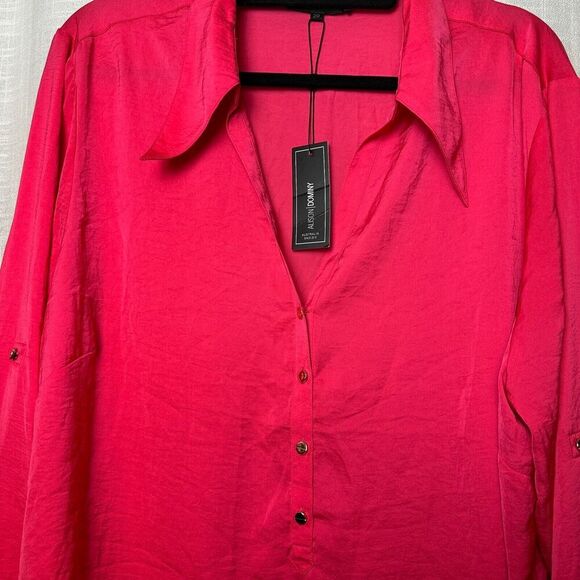 2/$30 Alison Dominy Pink Popover Shirt Blouse Tunic Size 20 Loose Fit Office NWT - Picture 7 of 12